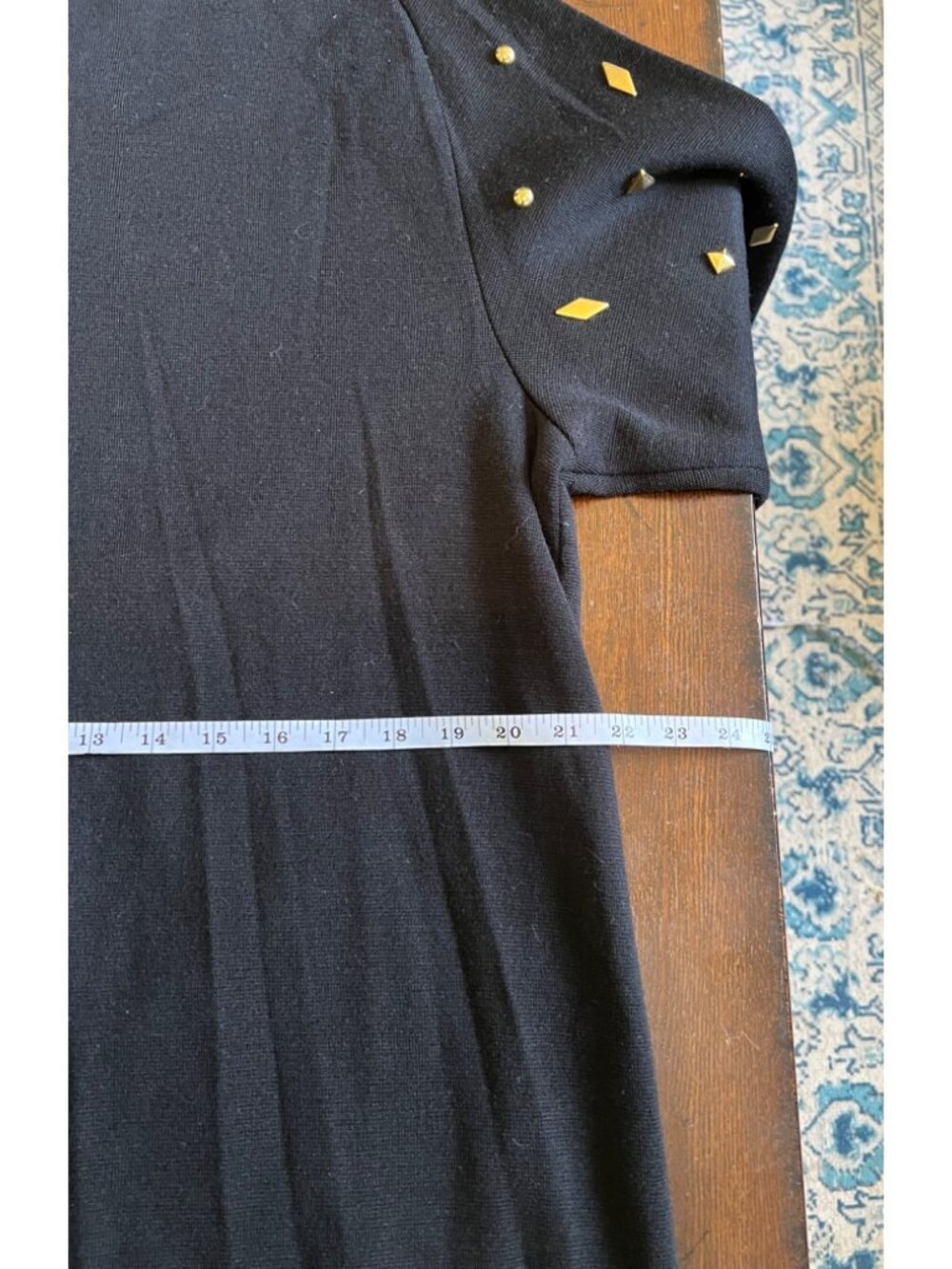 Vintage Arthur Kohler Tricoville Black Wool Blend Dress Sweater Gold Studded 18 - Picture 10 of 11